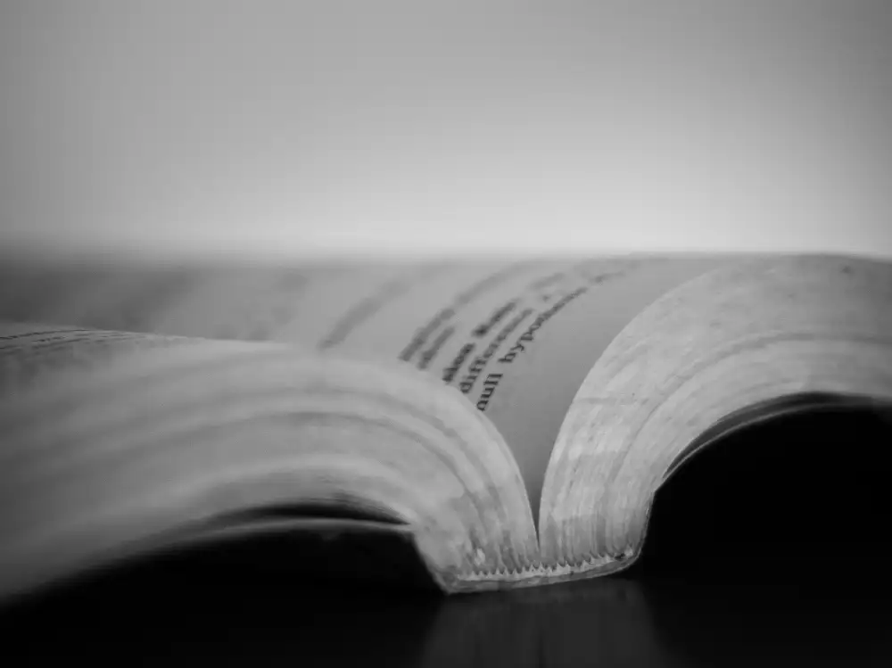 La photo d'un livre ouvert.