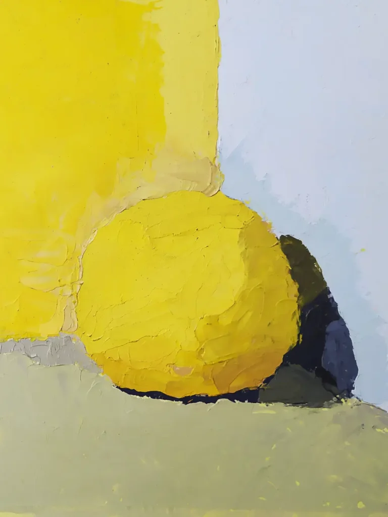 Une peinture avec un citron